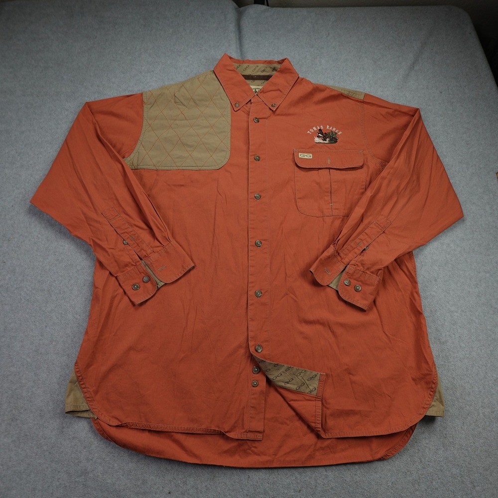 Game Guard Shirt‎ Mens Large Orange Tan Shooting Hunting Tomas Ranch